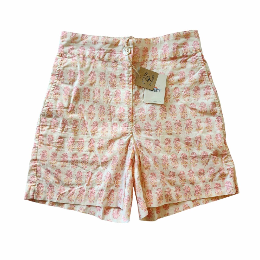 NWT Faherty Malibu Shorts Pink Taj Floral Organic Cotton Women's sz XSmall